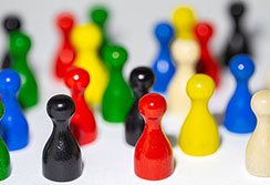 Adobe stock image of multicolored game pieces