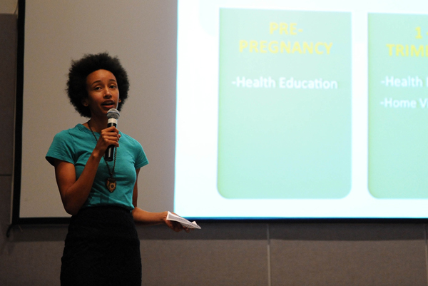 Latona Giwa delivers her pitch for Birthmark Doula Collective, which earned second-place honors and the Audience Favorite Prize at this year's PitchNOLA competition.