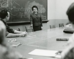 Elsie Watters, assistant professor of statistics, became the first female faculty member of the School of Business in 1953.