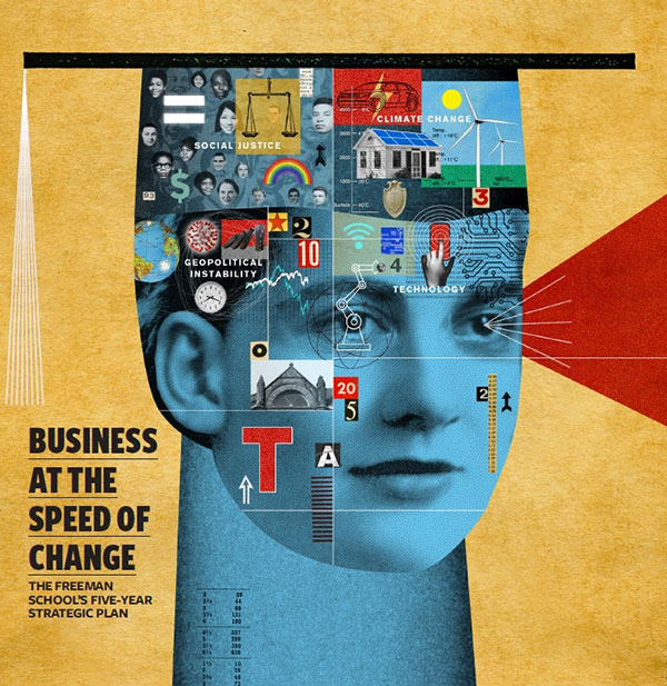 Illustration depicting drivers of change in business and business education