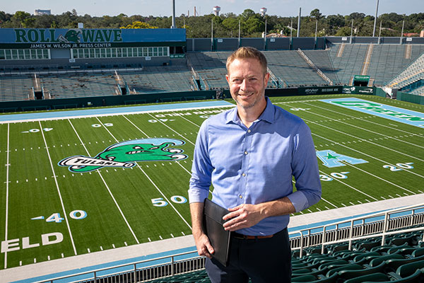 Jeff Salyers photographed in Yulman Stadium.