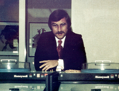 Lepage Bakeries was one of the first baking companies in the nation to embrace computer technology. Here Lepage poses with the company's first computer in 1972.